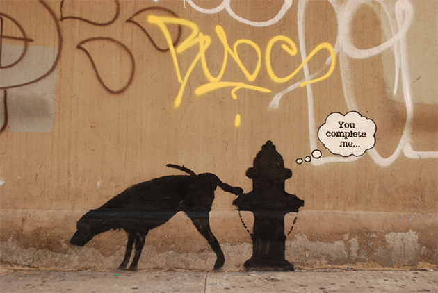 banksy dog urinating