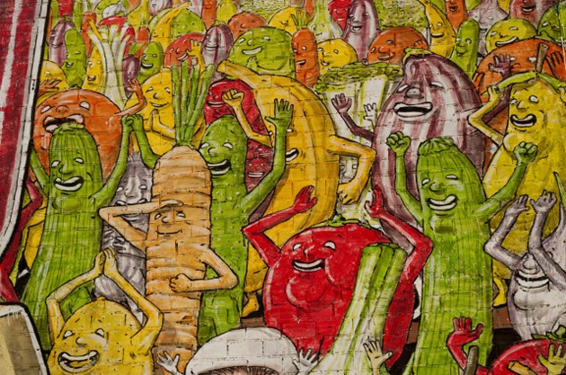 blu detail veggie mural
