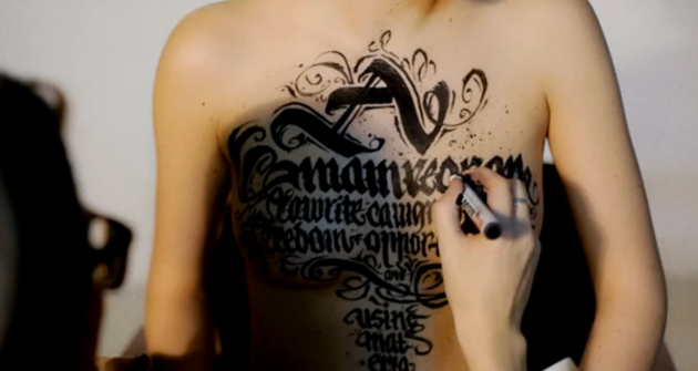 calligraphy on girls