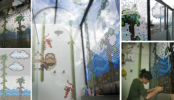 Donkey Kong Shower Tiling