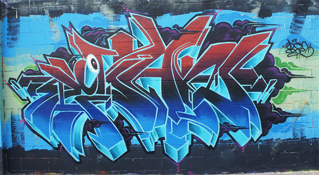 elan graffiti wall blue