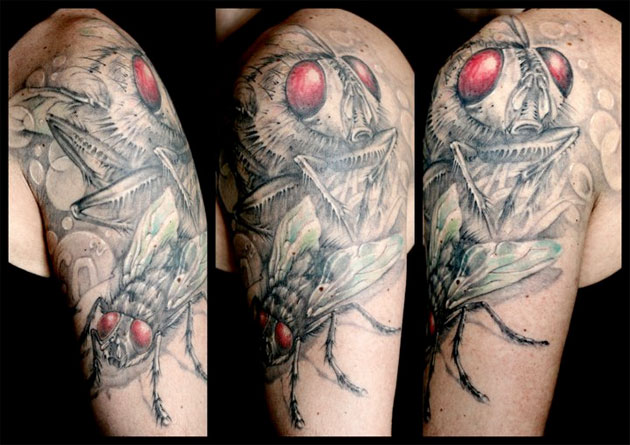 fly tattoo For this week's Tattoo Tuesday we've featured a half sleeve of a