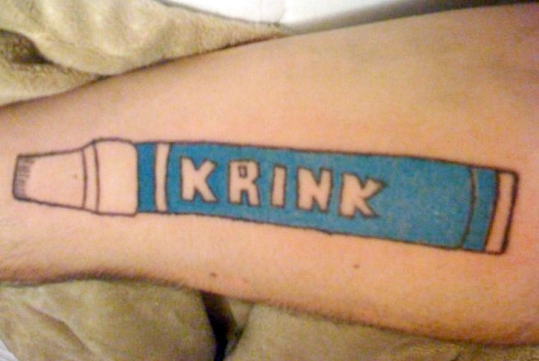 Here's a tattoo of a Krink marker that was done in jail