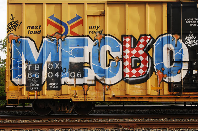 mecro boxcar freight graffiti painting