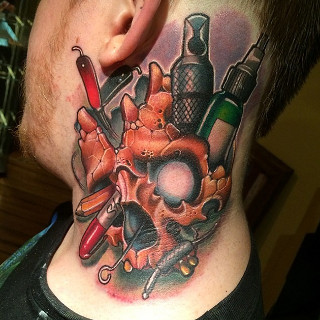 neck tattoo by josh payne