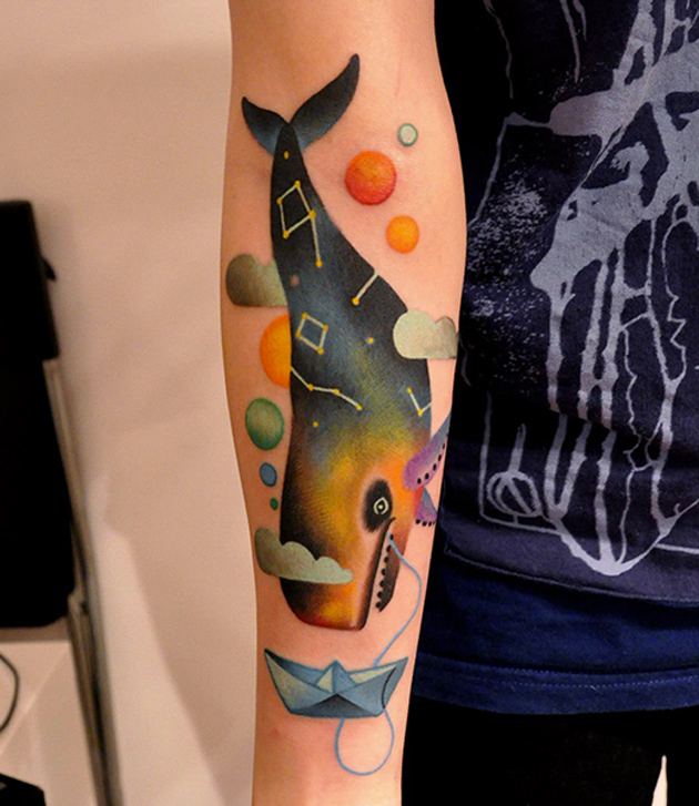 whale tattoo by Marcin Surowiec