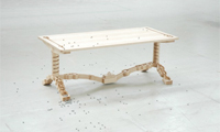 Wooden Table with Rolling Marbles