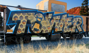 Tower Honeycomb Graffiti on a Caboose